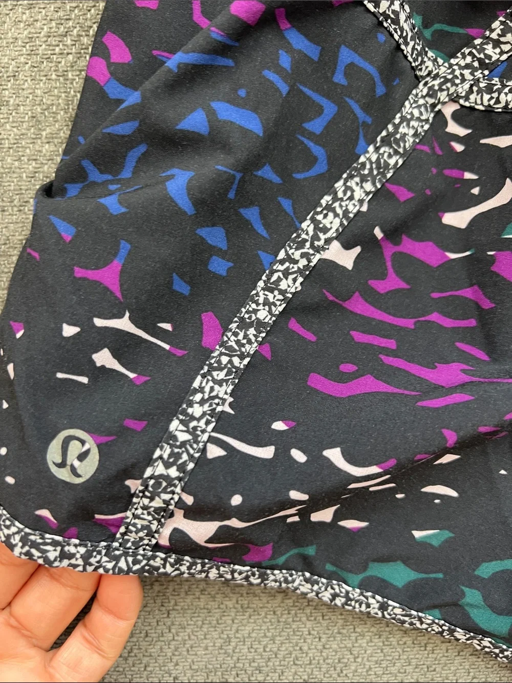 lululemon athletica Black Shorts with Purple, Teal & Blue Accents